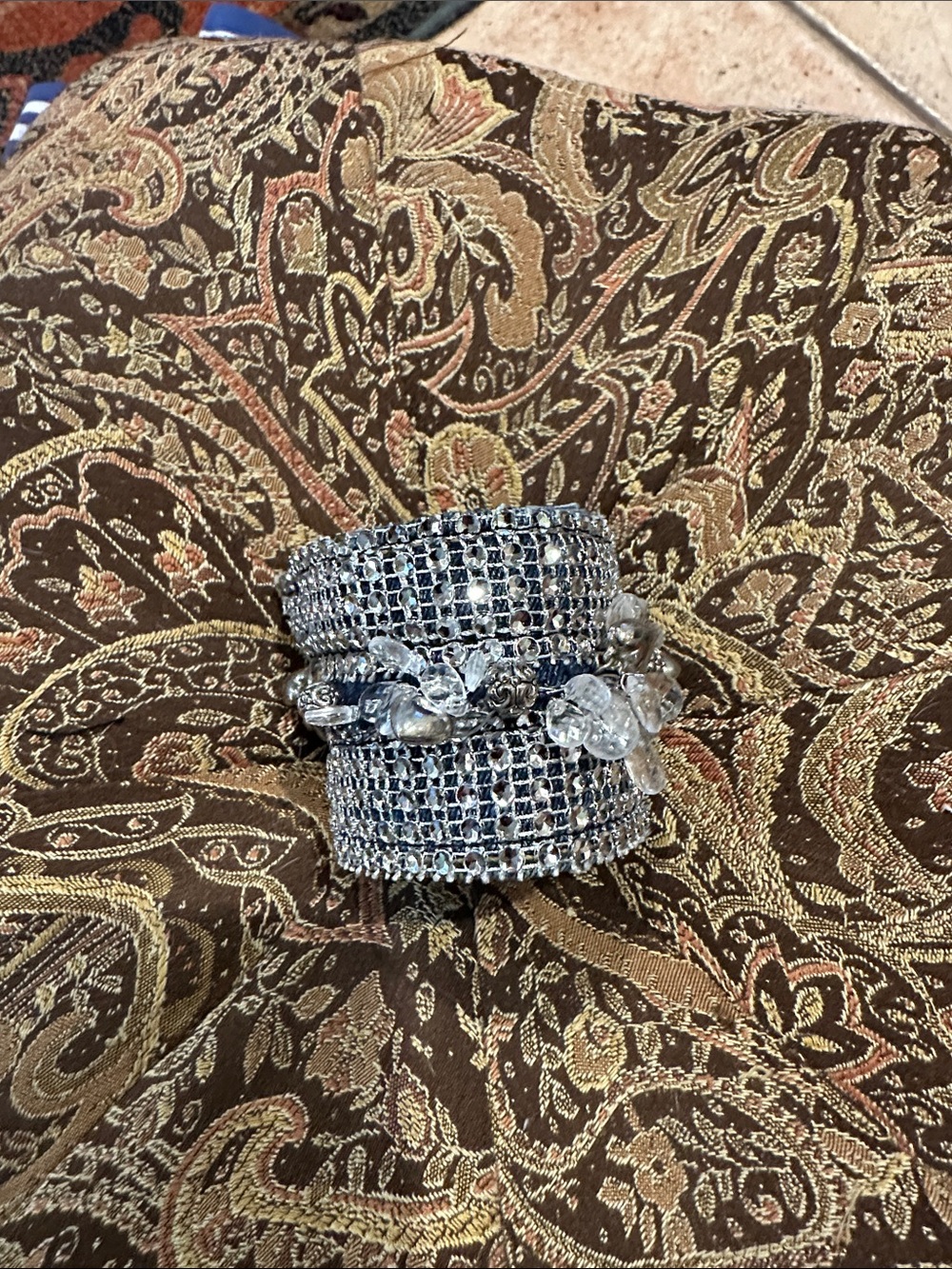 Silver Crystal Cuff Bracelet - Elegant Women's Jewelry